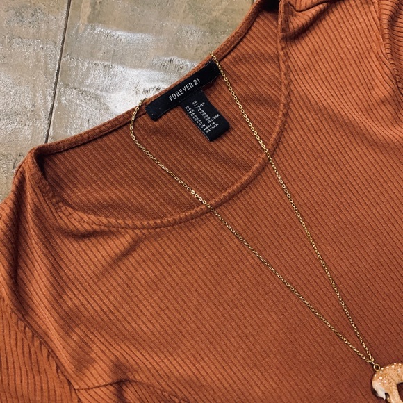 Forever 21 Long Sleeve Burnt Orange Dress - Picture 3 of 6